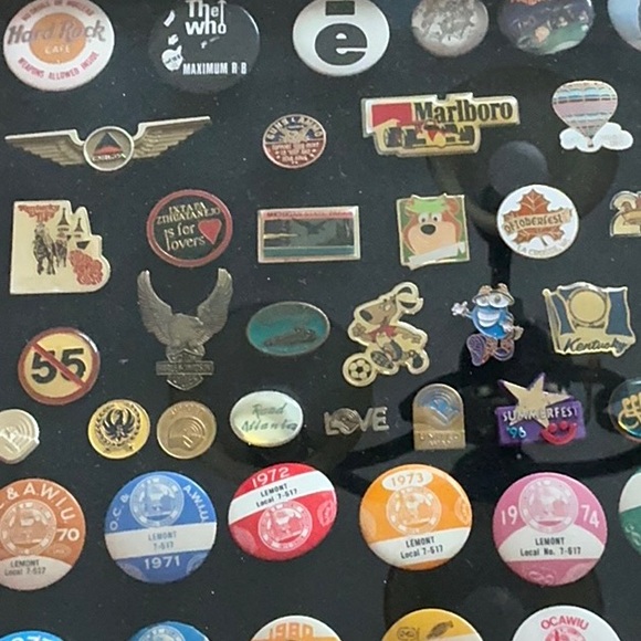 Vintage Pin Collection in Wooden Frame - Picture 4 of 10